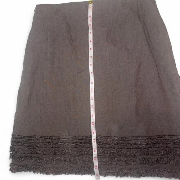 Eileen Fisher Taupe Irish Linen Ruffle A-Line Skirt Size Small Petite - Picture 6 of 8